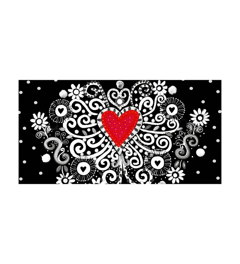 A557 Alfombra Corazon Rojo B&N 70x140 - Imagen 1