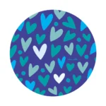 Set 6 Individuales Corazones Azules Redondo 37 cm